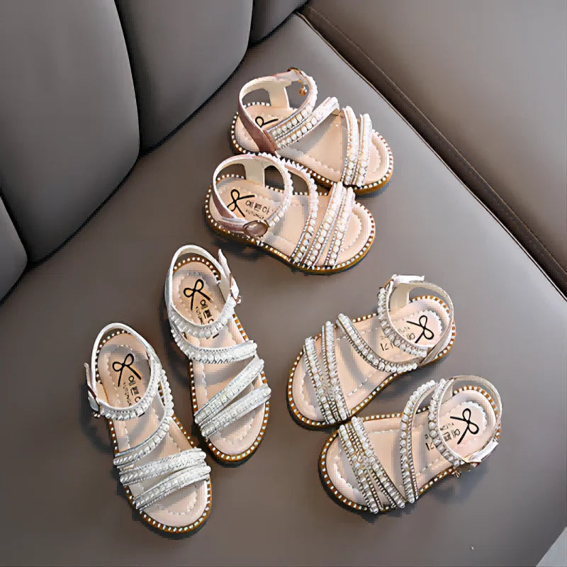 Girl Sandals Summer Fashion Kids Baby Girls Bling Rhinestone Princess Single Sandals For Little Big Girl's Shoes