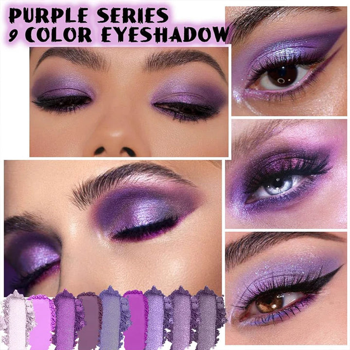 Purple Eyeshadow Palette – 9 Color Matte & Shimmer