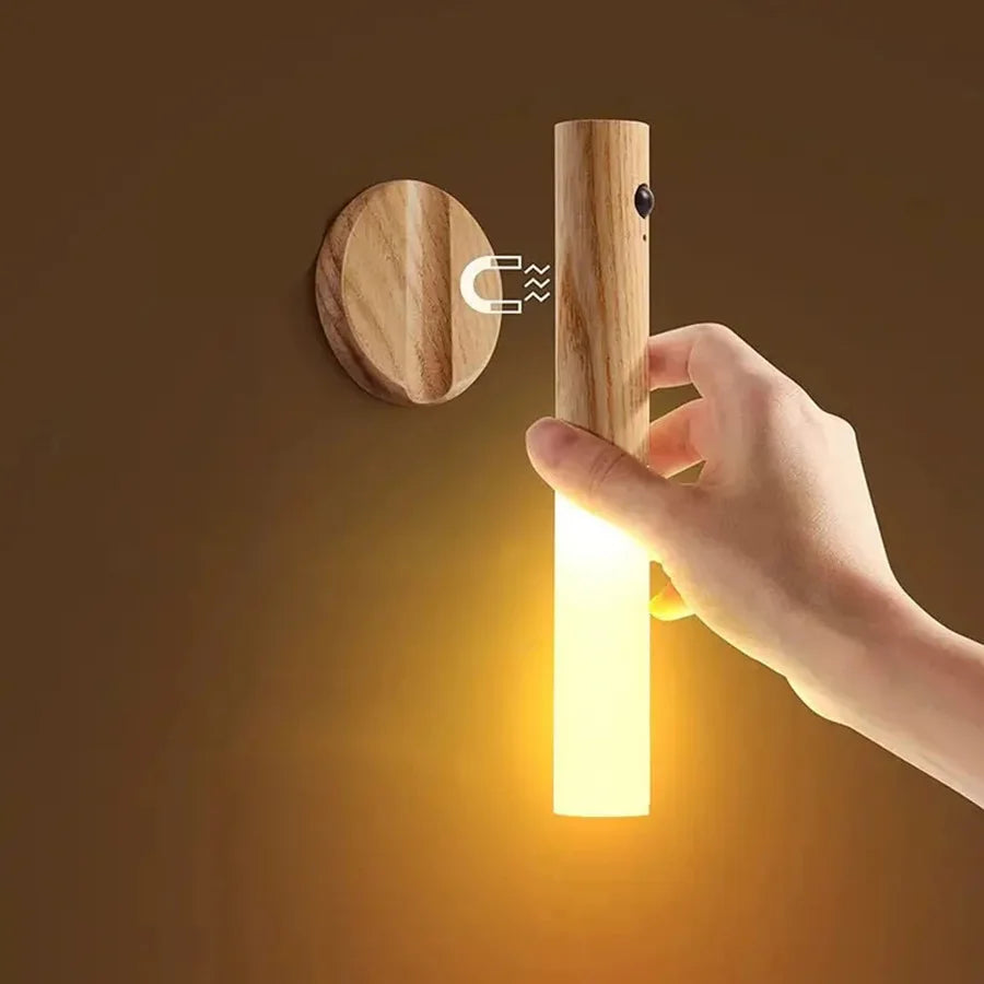 Wooden Stick Intelligent Human Body Induction Nightlight Led Home Charging Function Automatic Corridor Induction Atmosphere Lamp