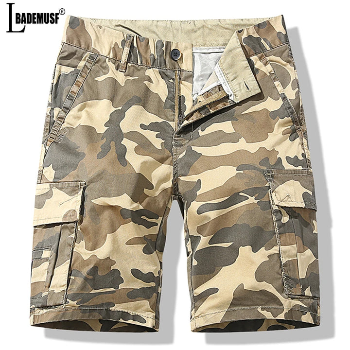 Summer Loose Fitting Camouflage Elastic Men Cargo Shorts 2024 New Quick Drying Sports Leisure Comfort Pure Cotton Short Trousers