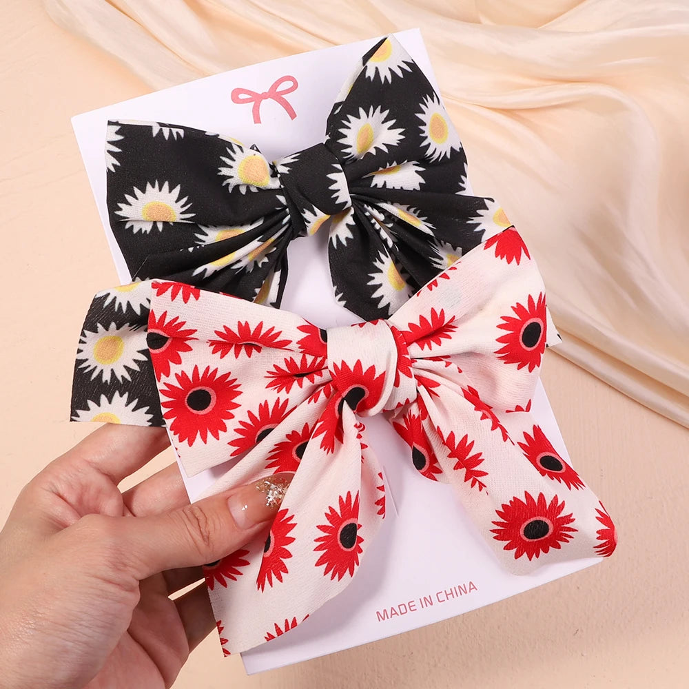 Sweet Print Bow Hair Clips – Summer Accessories