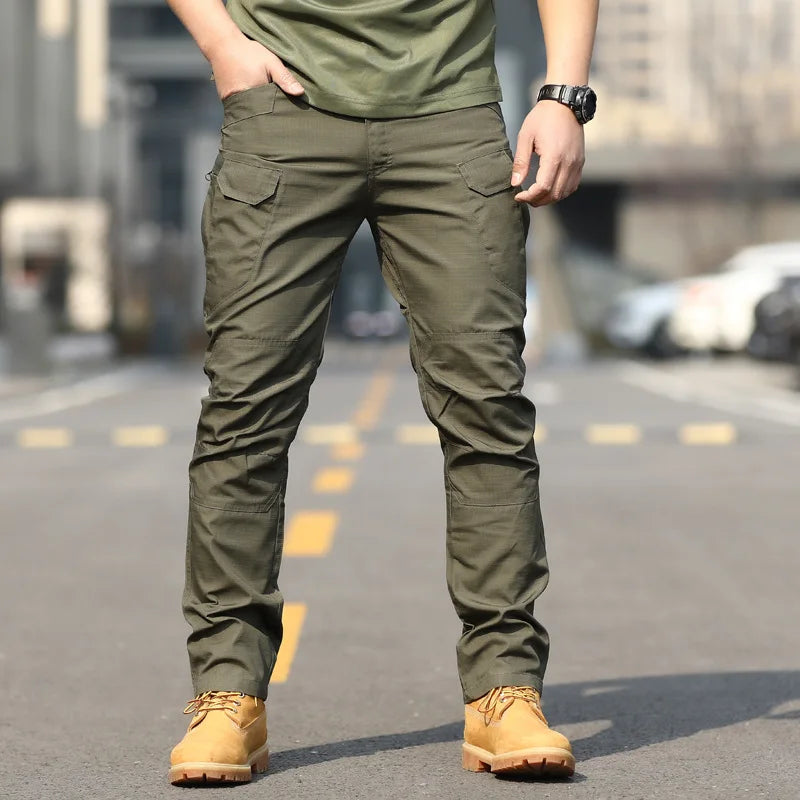 Man Military Tactical Cargo Pants Safari Work Long Trousers Multi-pocket Waterproof Hiking Fishing Sprots Outdoor Overalls Army