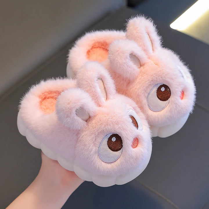 Winter Rabbit Slippers – Waterproof Warm Fluffy Shoes