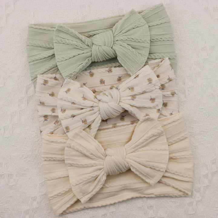 Knit Bows Baby Headbands – Elastic Nylon Set