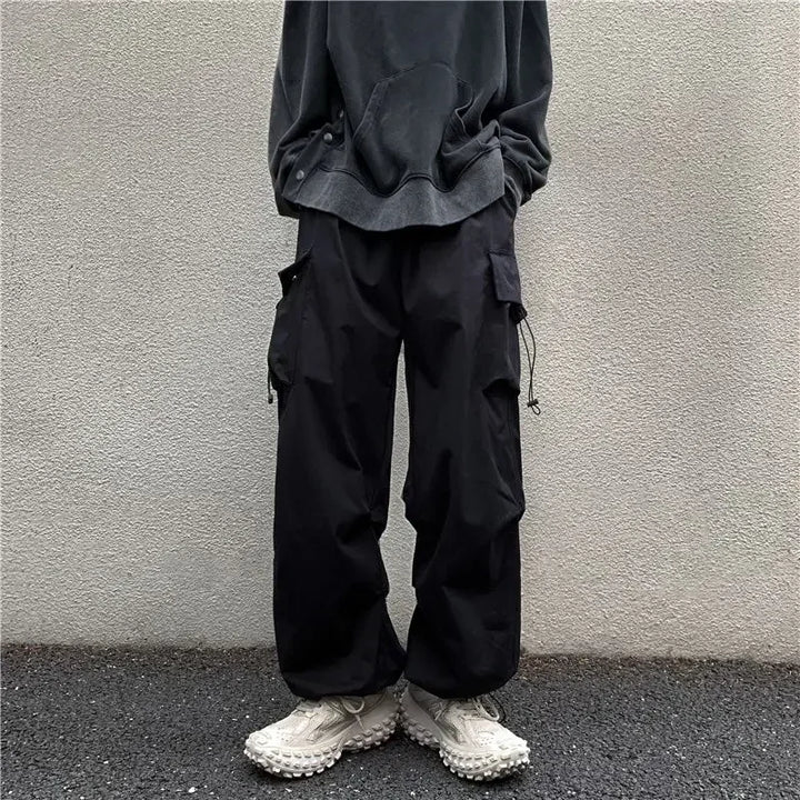 Cargo Pants For Men Straight Grey Trousers Man Autumn Wide Regular Fit Large Size Slacks Street Cotton Luxury Clothing Fashion