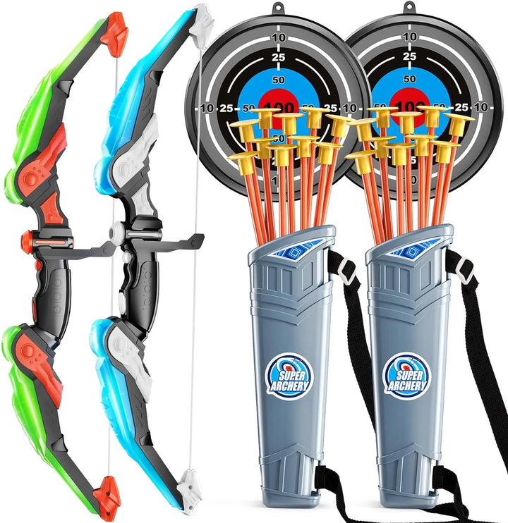 LED Light Up Kids Bow & Arrow Set with Target & Quiver