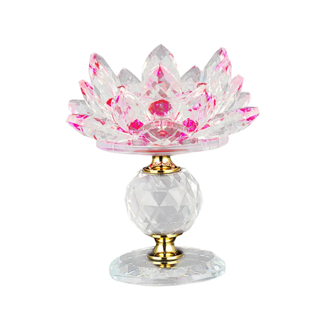 Clear Glass Lotus Tealight Holder – Elegant Candle Stand