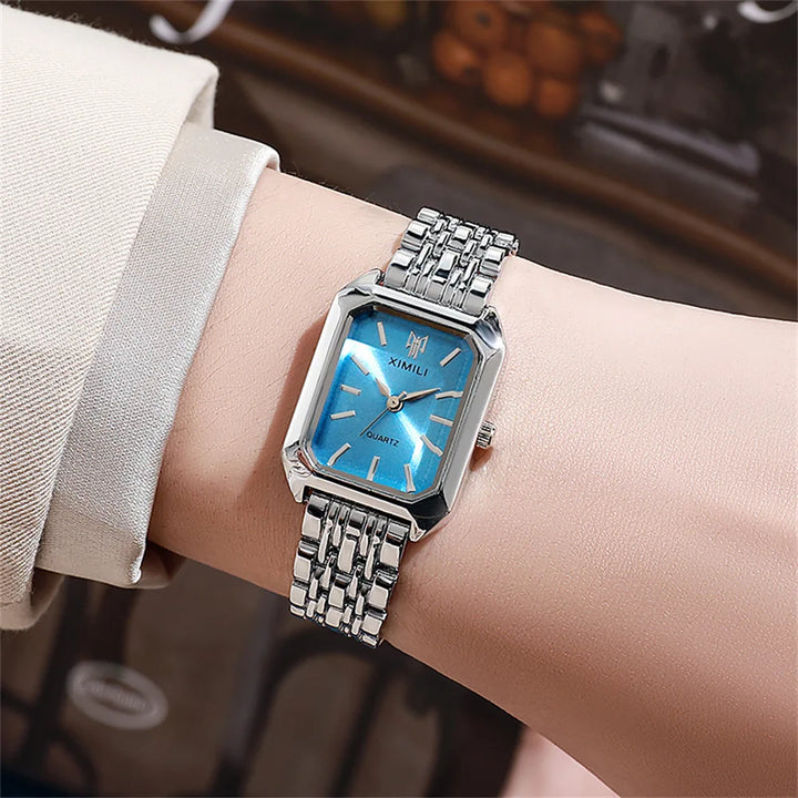 Women's Fashion Square Watches Gold Alloy Strap 2024 Luxury Ladies Quartz Wristwatches Qualities Female Roman Scale Clock