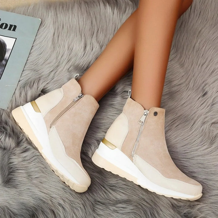 New Women Winter Boots Chunky Sneakers Ankle Boots Woman Zipper Buckle Thick Sole Platform Waterproof High Top Female Booties