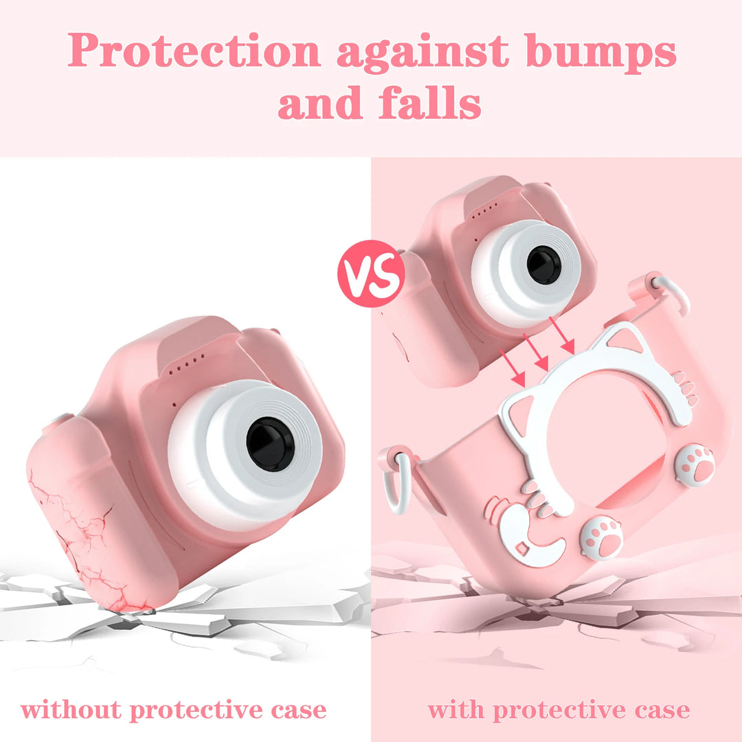 Cute Cat Kids Camera – Dual Lens with Silicone Case