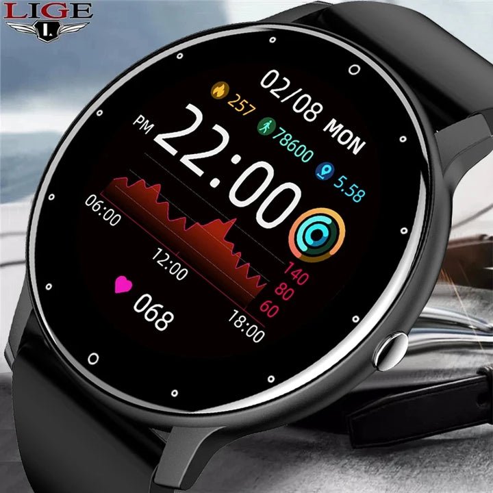 LIGE 2024 Smart watch Ladies Full touch Screen Sports Fitness watch IP67 waterproof Bluetooth For Android iOS Smart watch Female