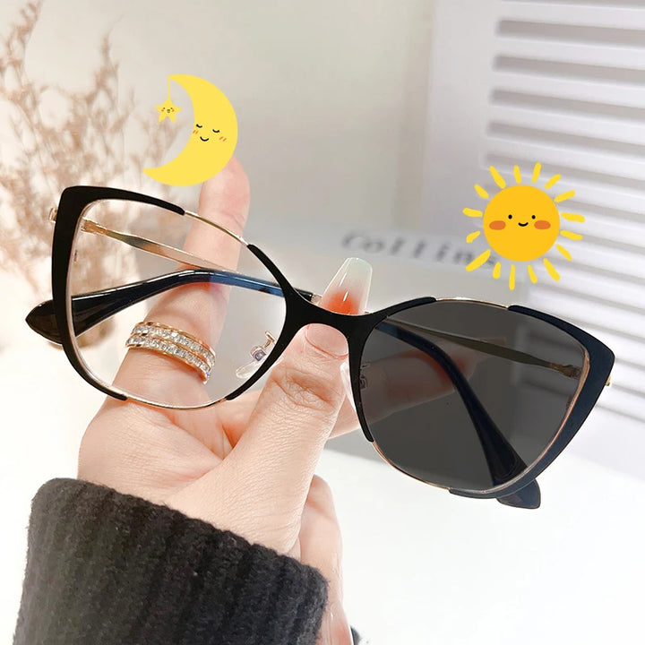 Fashion Cat Eye Anti-blue Light Glasses Women Photochromic Lenses Blue Light Blocking Eyewear