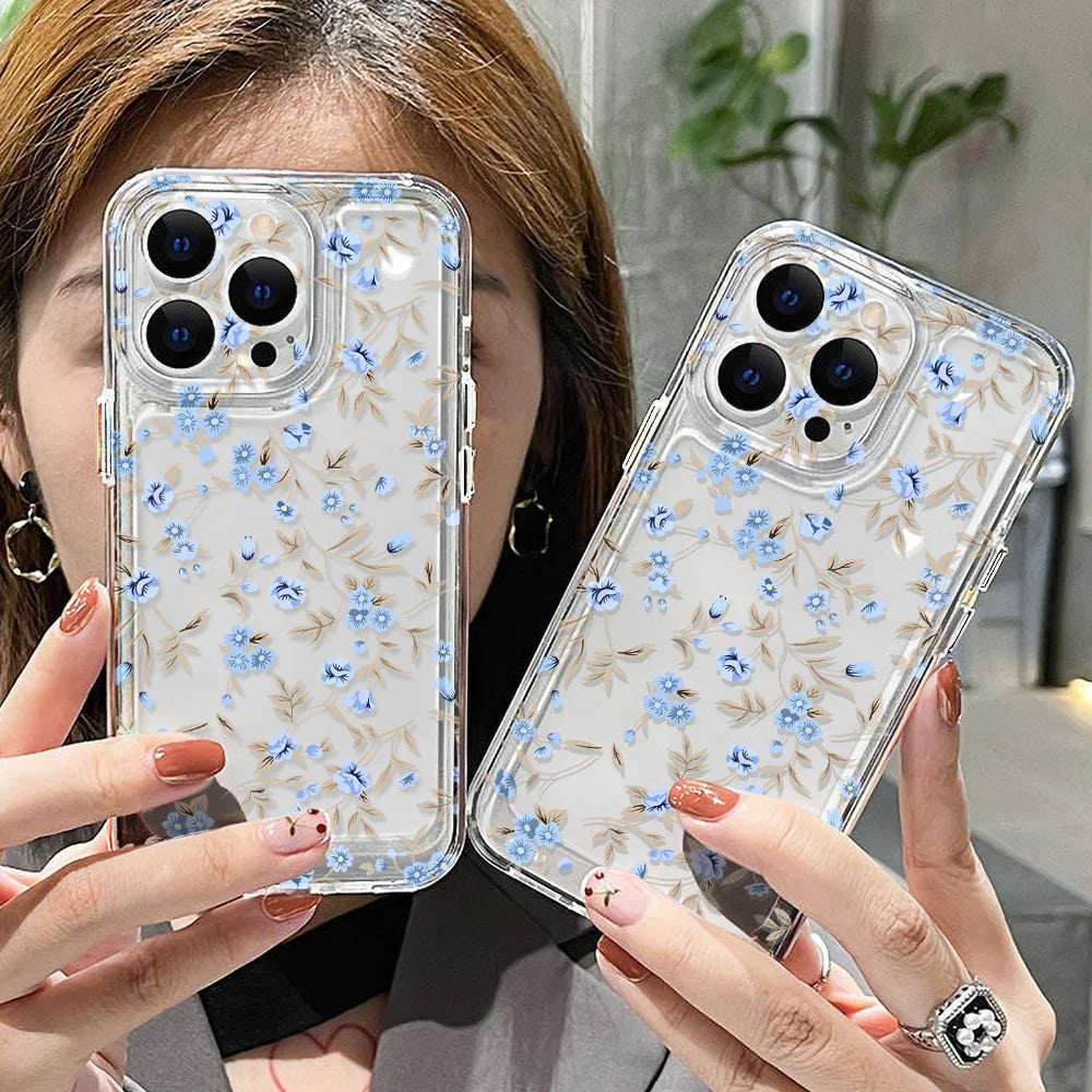 Flower Clear Case For Samsung A55 A54 5G A15 A53 A52 A33 A34 A35 A25 A32 A14 A71 A72 S23 Plus S22 S21 S20 FE Soft Silicone Cover