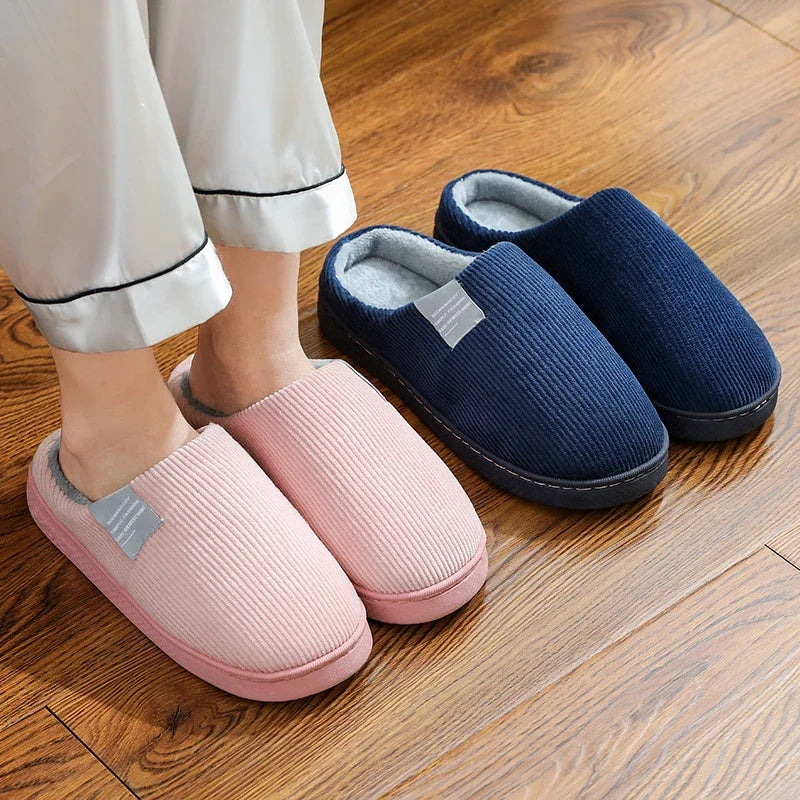 Thick Sole Home Indoor Outside Men And Women Couples Winter Household Warm Fluffy Slippers High Heels Plush Cotton Shoes Ladies