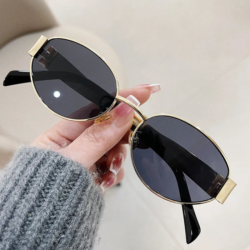 Fashion Oval Sunglasses Women Retro Trend Outdoor Metal Sun Glasses High Quality Classic Men Luxury Brand Eyewear UV400 Goggles