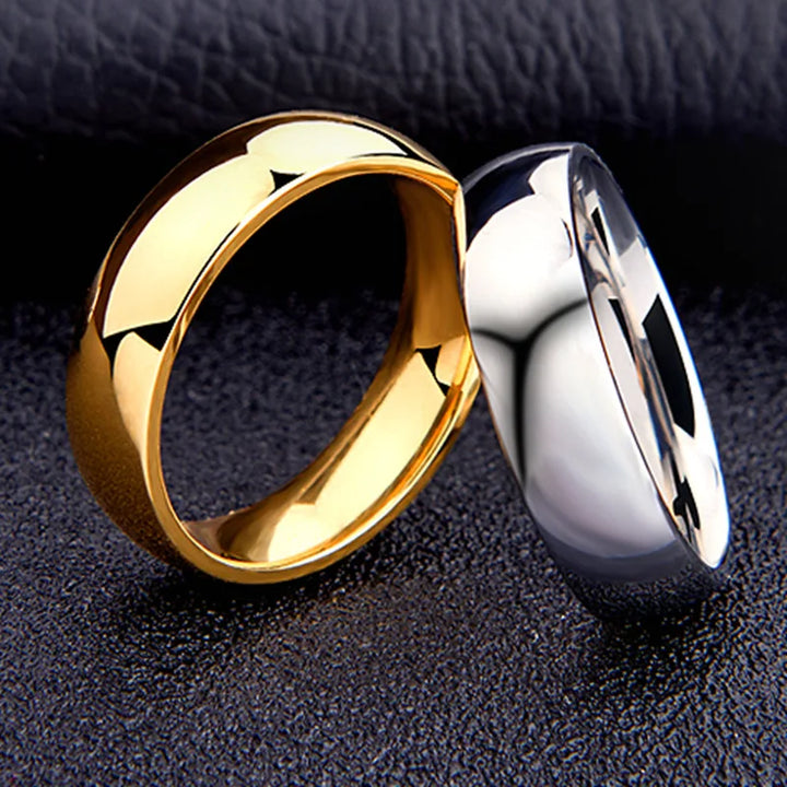 Simple 6mm Titanium Ring Women Men Prevent Allergy High Polished Wedding Rings Stainless Steel Couple Finger Jewelry Gifts