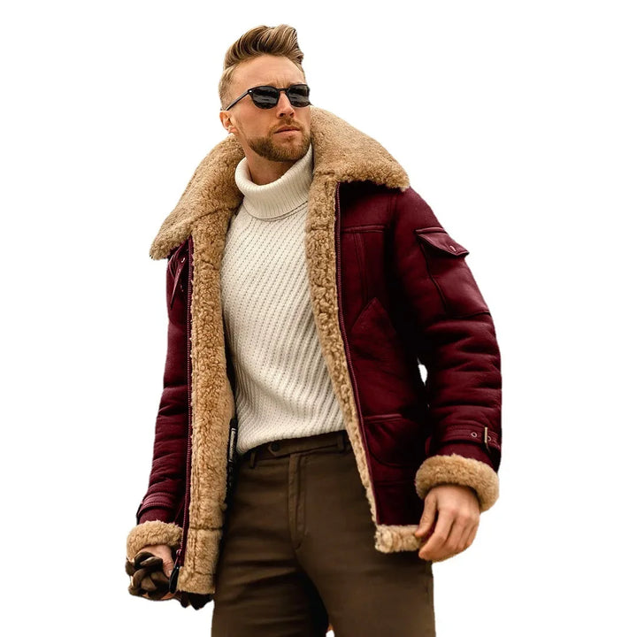 Plus Size Men's Casual Velvet Jacket Thickened European Style Compound Leather Clutch Cross Border Ebaywish Fashion Outerwear