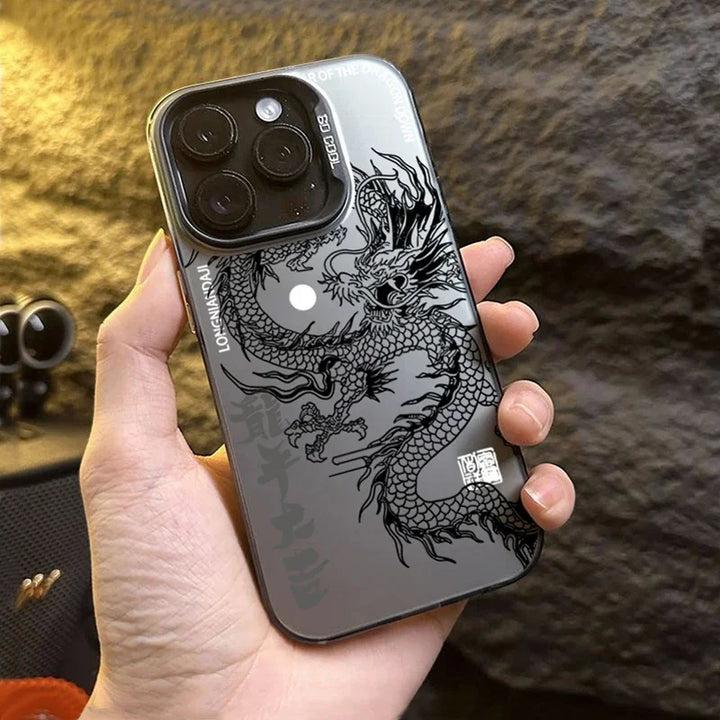 Luxury Dragon Totem Anti-drop Armour Phone Case For iPhone 15 14 Pro Max 13 12 11 Pro XR XS 7 8 Plus Lens protect plating Cover