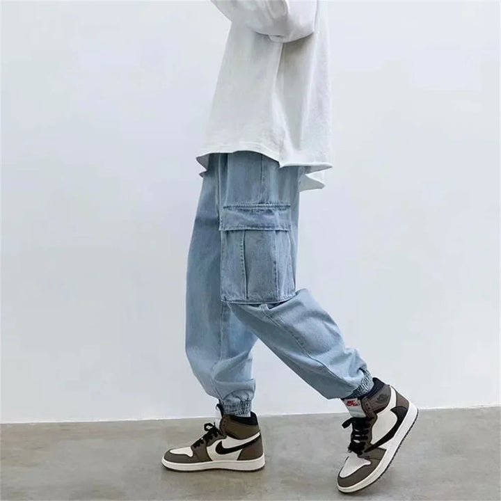 Men Jeans Baggy Hip Hop Jeans Multi Pockets Skateboard Cargo Jeans For Men Tactical Joggers Denim Pants Size S-5XL