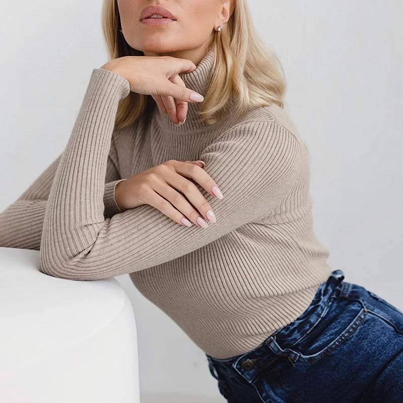 Mock Neck Ribbed Sweater