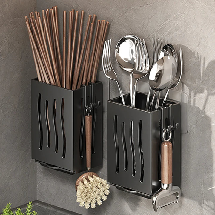 Multifunctional Kitchen Utensil Storage Rack Chopstick Draining Holder Wall-Mounted Freestanding Cutlery Tableware Organizer Box