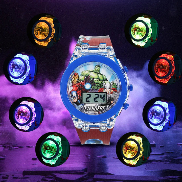 Flash Light Spiderman Kids Watch - Cartoon Character Timepiece