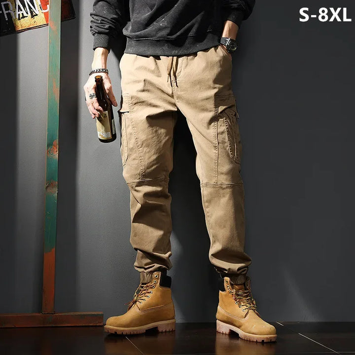 Loose Cargo Joggers Cotton Sweatpants Black Khaki Plus Size 5XL 6XL 8XL Safari Trousers Oversize Ankle Length Boys Harem Clothes