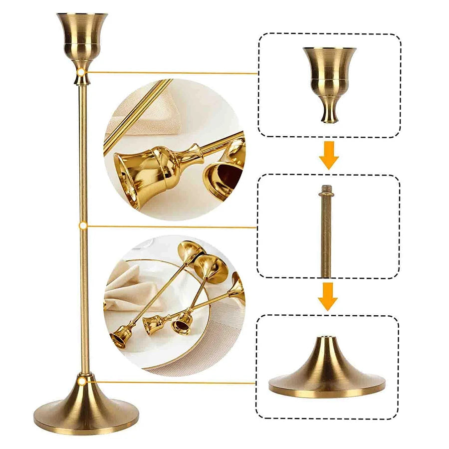 European Style Golden Candle Holders – Elegant Metal Candlestick