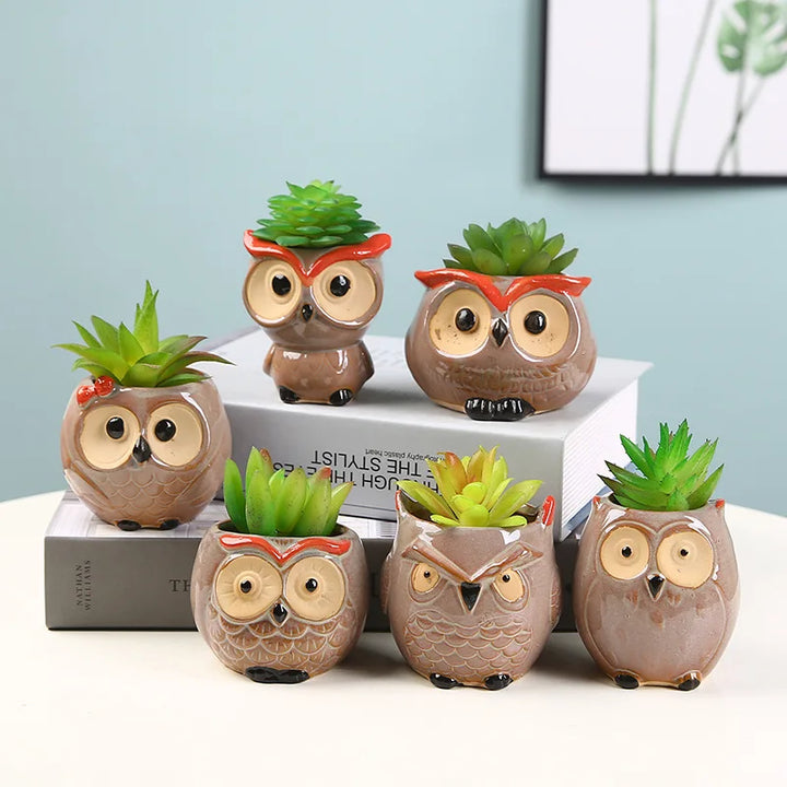 Cute Owl Ceramic Planter