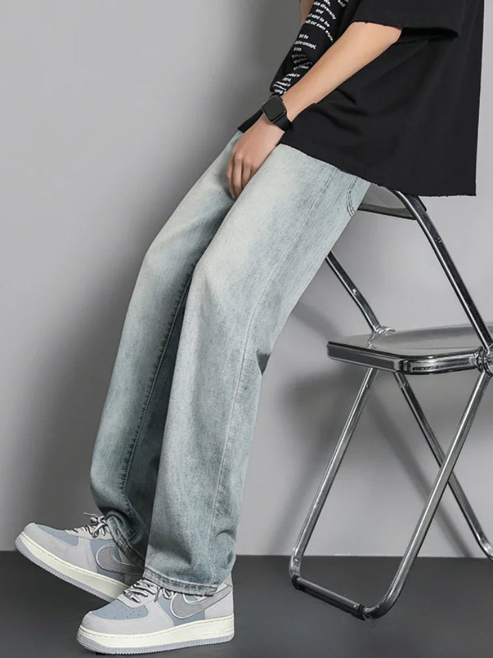 S-3XL Jeans Men Do Old European Style Fashion Simple Elegant Streetwear Students Vitality Versatile Chic Outer Trousers Basic