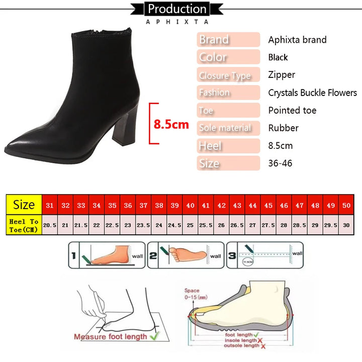 Aphixta Warm Ankle Boots – Square Heel