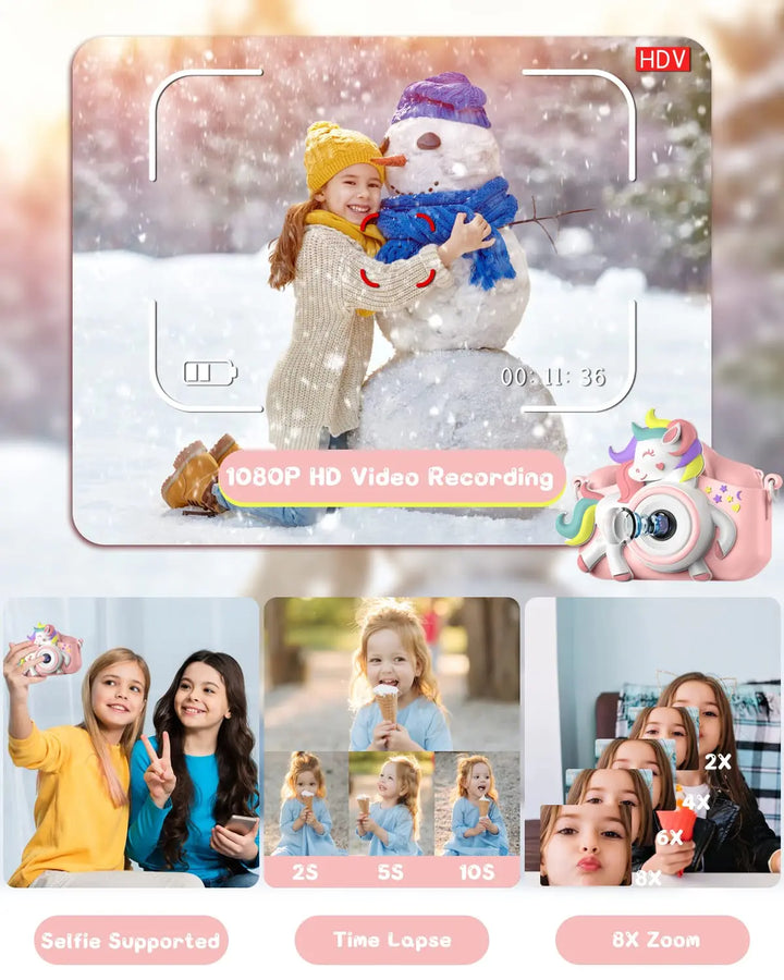 Kids Selfie Camera – 20MP HD 1080P with 32GB Card