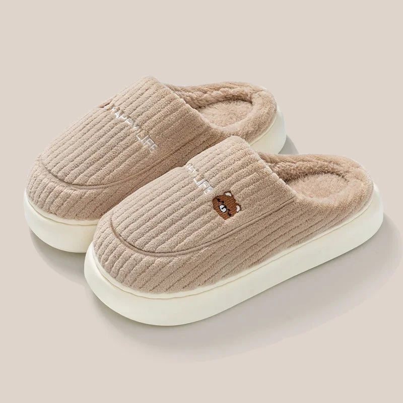 Winter Home Cotton Slippers for Women's Indoor Soft Sole, Non slip, Warm, Not Tired, Simple Couple Cotton Shoes for Men