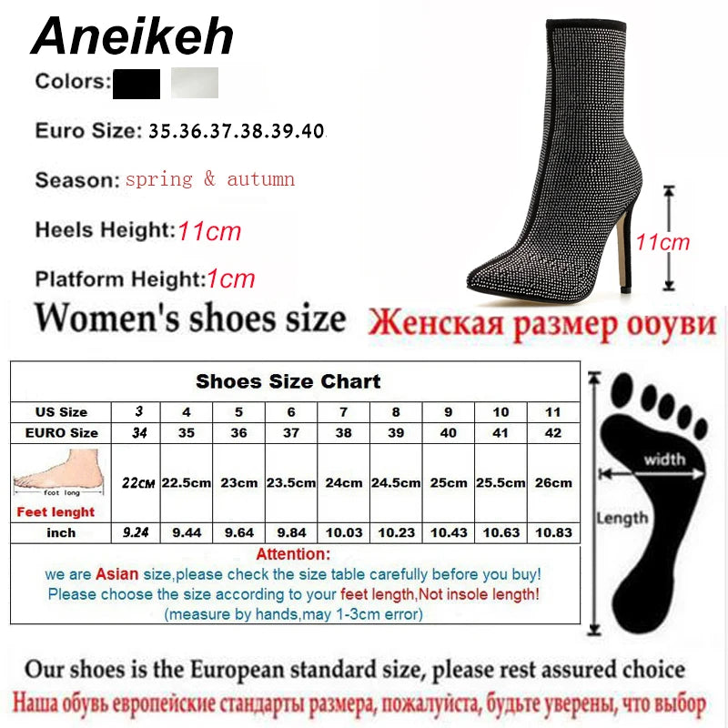 Aneikeh Crystal Rhinestone Ankle Boots – High Heels