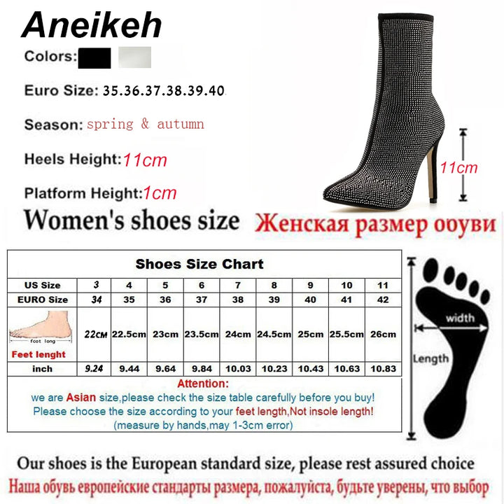 Aneikeh Crystal Rhinestone Ankle Boots – High Heels