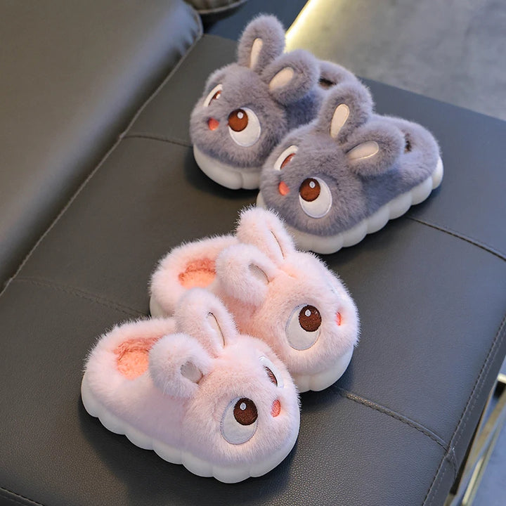 Winter Rabbit Slippers – Waterproof Warm Fluffy Shoes