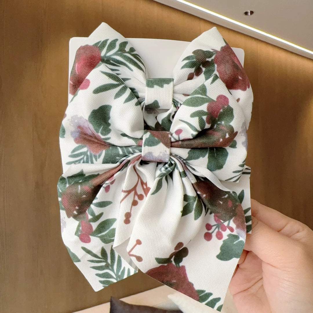 Floral Bow Hair Clips – Girls' Cute Headwear