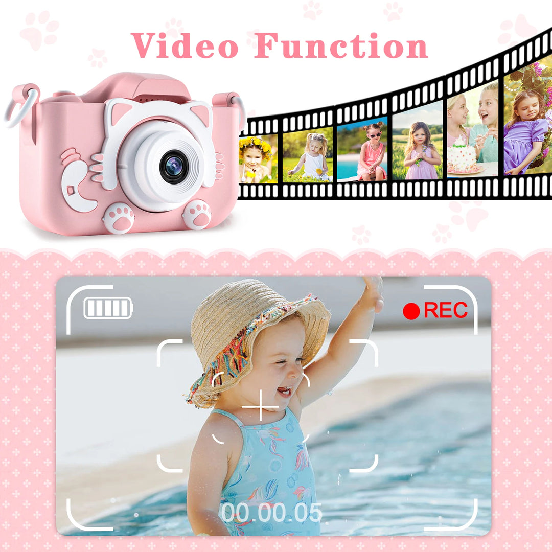 Cute Cat Kids Camera – Dual Lens with Silicone Case