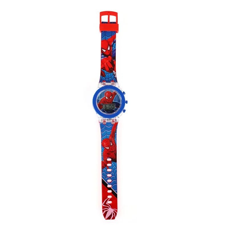 Flash Light Spiderman Kids Watch - Cartoon Character Timepiece