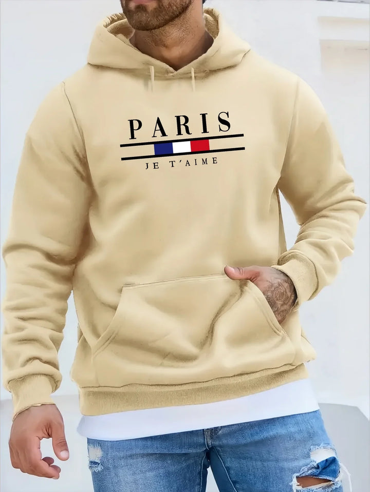 Fashionable Men's Hoodie with Street Casual Sports Style Long Sleeve and Kangaroo Pocket Fleece Sweatshirt for Autumn and Winter