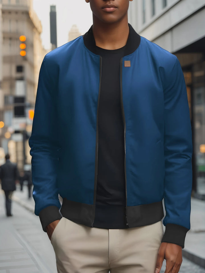 Baseball Collar Jacket – Men's Casual Solid Color Coat