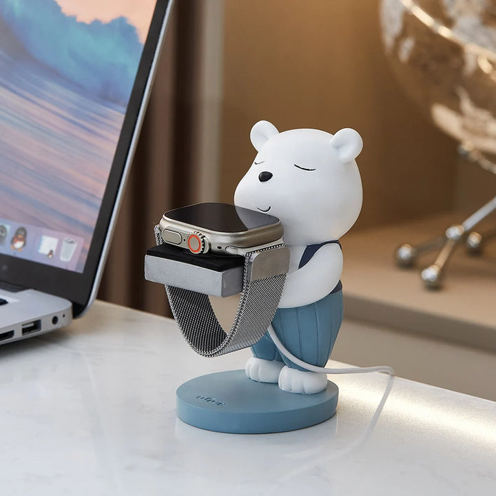 Bear Watch Charger Stand – Cute Desktop Ornament