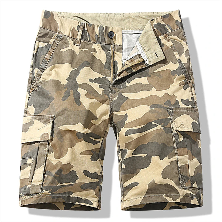 Summer Loose Fitting Camouflage Elastic Men Cargo Shorts 2024 New Quick Drying Sports Leisure Comfort Pure Cotton Short Trousers