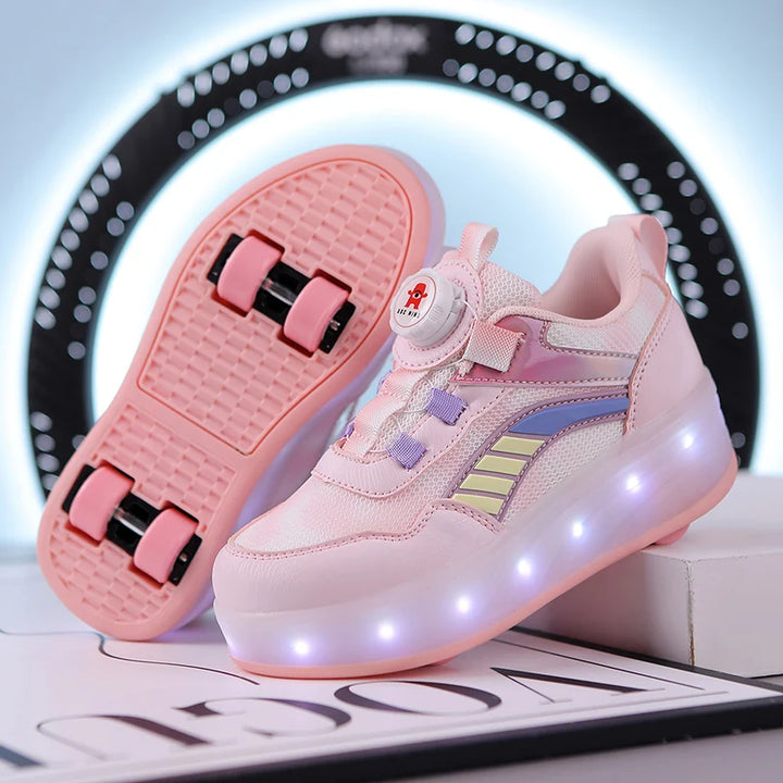 Sneakers for Boy Girl Casual Luminous LED Light Sports Shoes Childrens Roller Skating Leisure Shoes Luxury Design Kids Sneakers