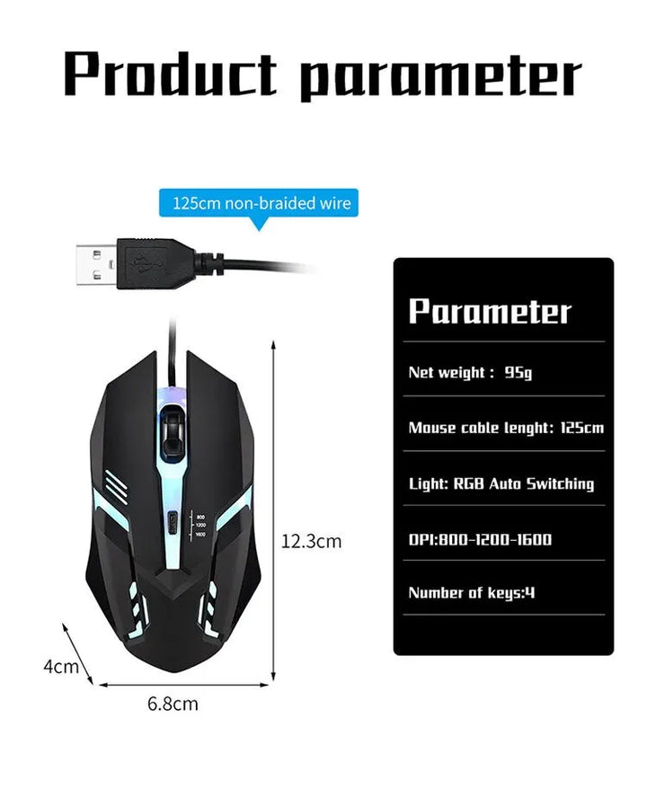 Ergonomic Gaming Mouse – USB Backlit Design