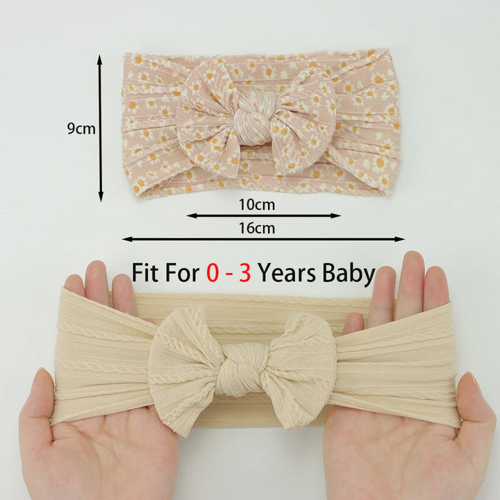 Knit Bows Baby Headbands – Elastic Nylon Set