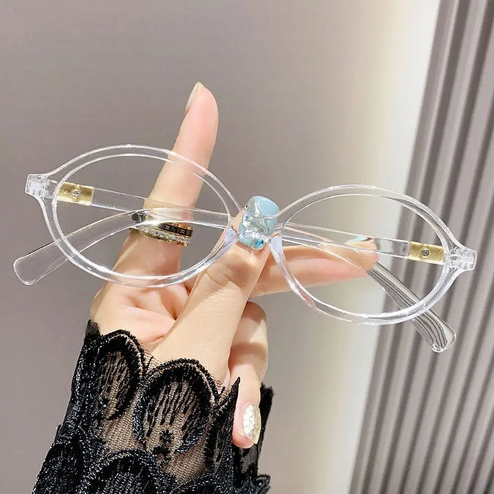 Y2K Retro Oval Frame Glasses Women Female  Sweet Cool Eyewear Trend Reading Computer Anti Blue Light Eyeglasses