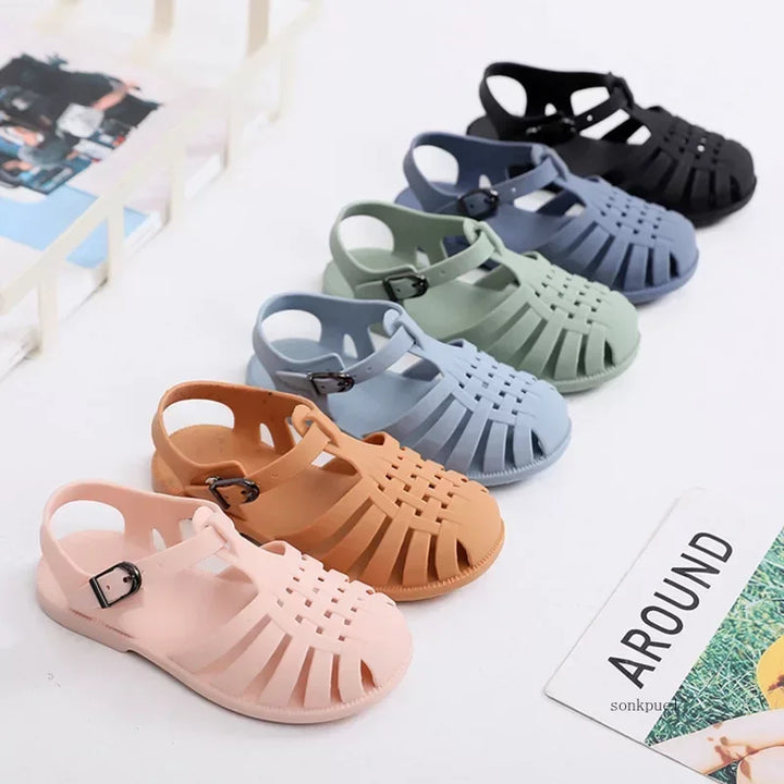 Summer Children Sandals Baby Girls Toddler Soft Non-slip Princess Shoes Kids Candy Jelly Beach Shoes Boys Casual Roman Slippers