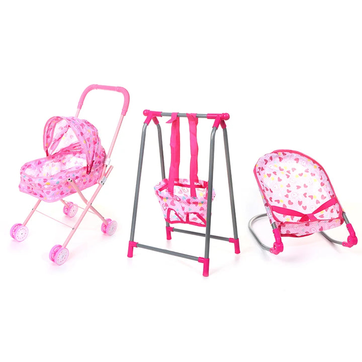 Doll House Furniture Set – Rocking Chair, Swing Bed & Dining Chair