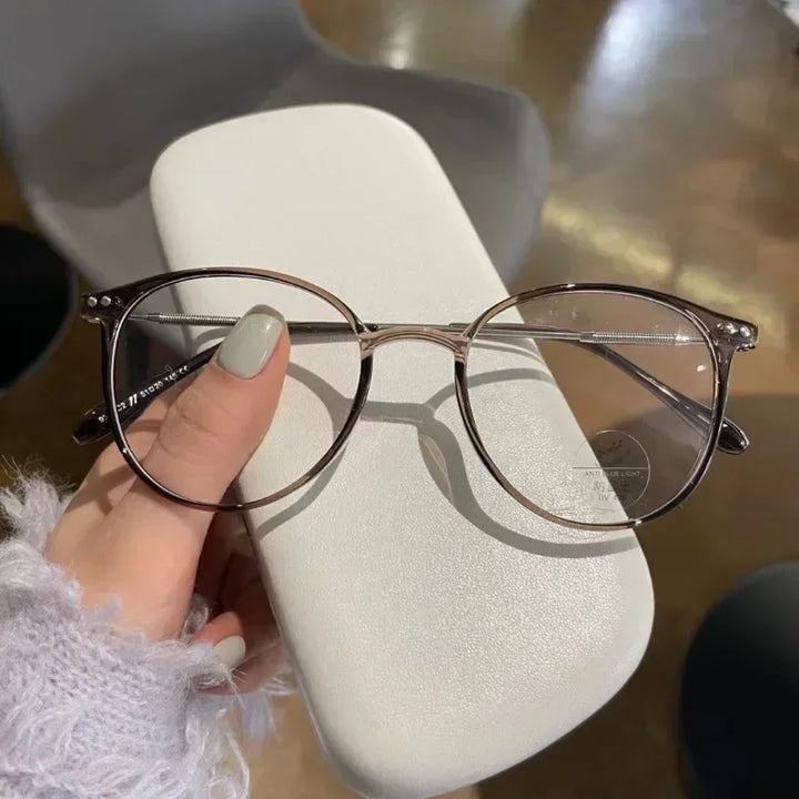 Lady Trendy Finished Myopia Glasses Women Round Frame Blue Light Blocking Eyewear Men Unisex Retro Minus Diopter Eyeglasses